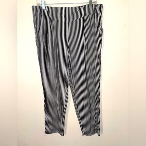 Free People Black and White Striped Straight Leg Pants Size L